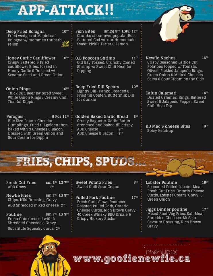 The Goofie Newfie Bar & Grill - Fergus, ON menu_pic
