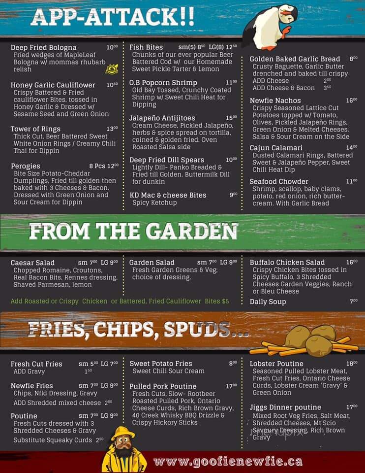 The Goofie Newfie Bar & Grill - Fergus, ON menu_pic