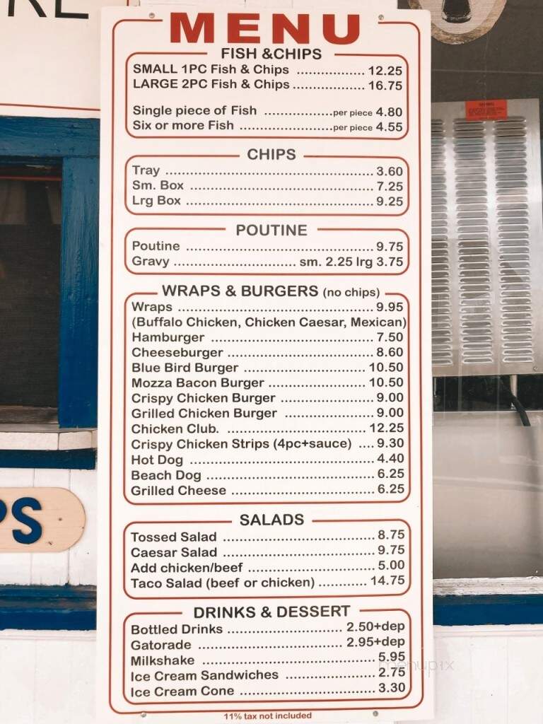 Blue Bird Cafe & Butler's Fish & Chips - Regina Beach, SK menu_pic