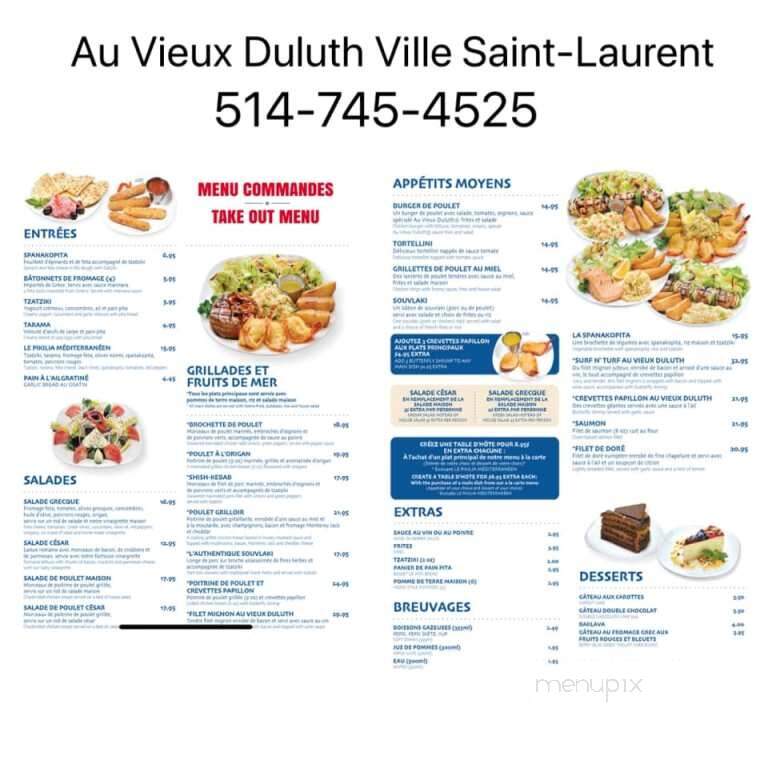 Restaurant Au Vieux Duluth - Saint-Laurent, QC menu_pic