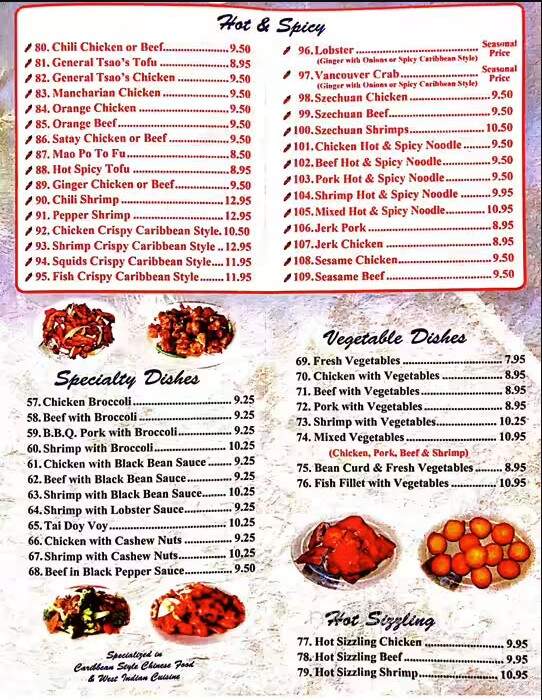 Friendship Restaurant - Toronto, ON menu_pic