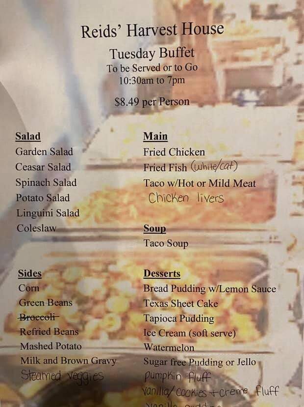 Reids' Harvest House Smrgsbrd - Chester, IL menu_pic