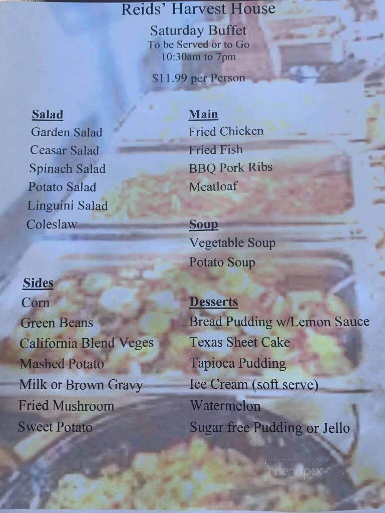 Reids' Harvest House Smrgsbrd - Chester, IL menu_pic