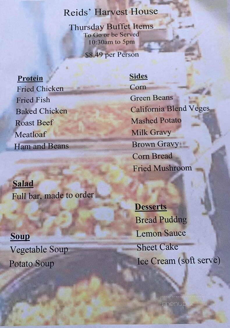 Reids' Harvest House Smrgsbrd - Chester, IL menu_pic
