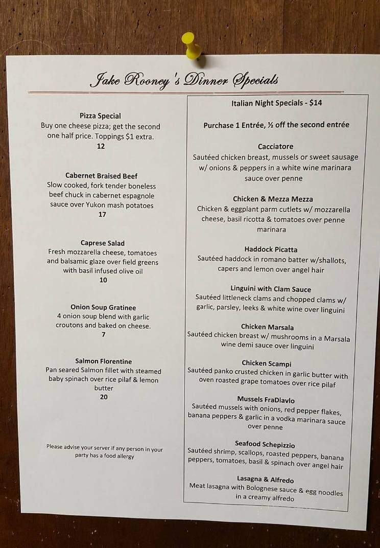 Jake Rooney's - Harwich Port, MA menu_pic