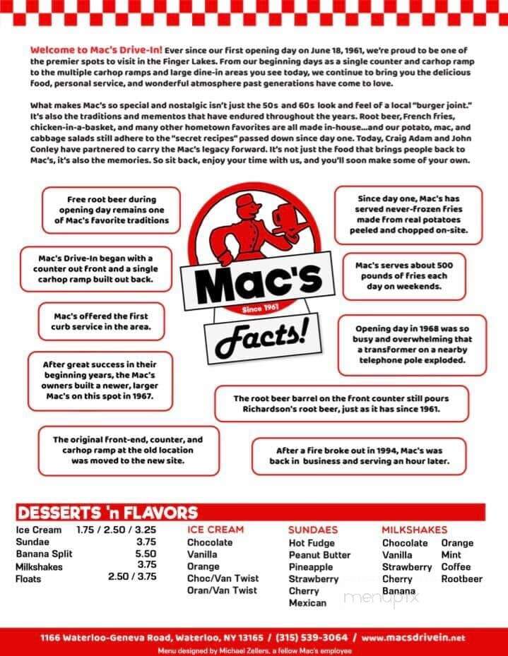 Mac's Drive-In - Waterloo, NY menu_pic