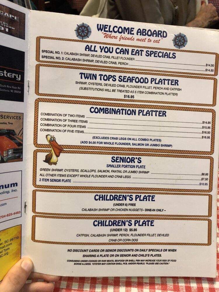 Twin Tops Fish Camp - Gastonia, NC menu_pic