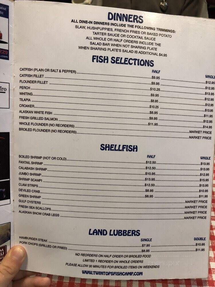 Twin Tops Fish Camp - Gastonia, NC menu_pic