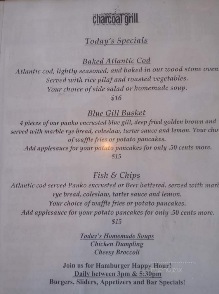 Charcoal Grill - Burlington, WI menu_pic