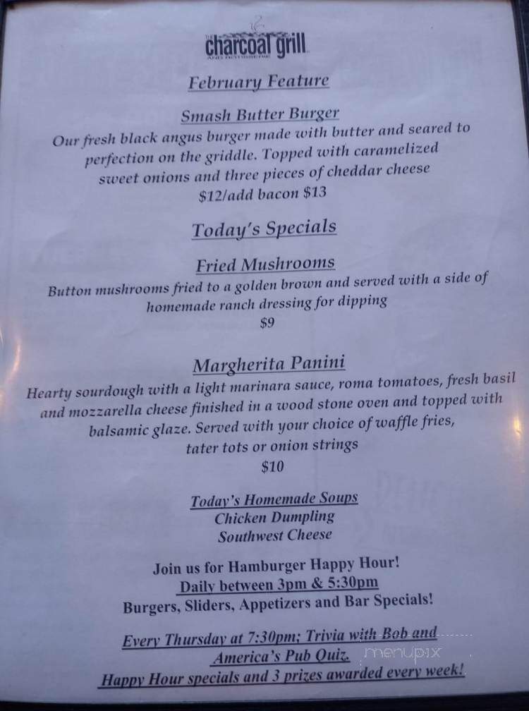 Charcoal Grill - Burlington, WI menu_pic
