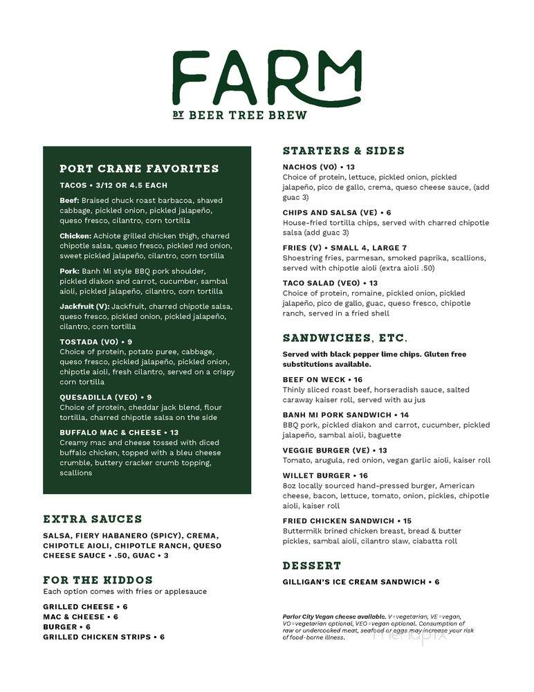 Beer Tree Brew - Port Crane, NY menu_pic