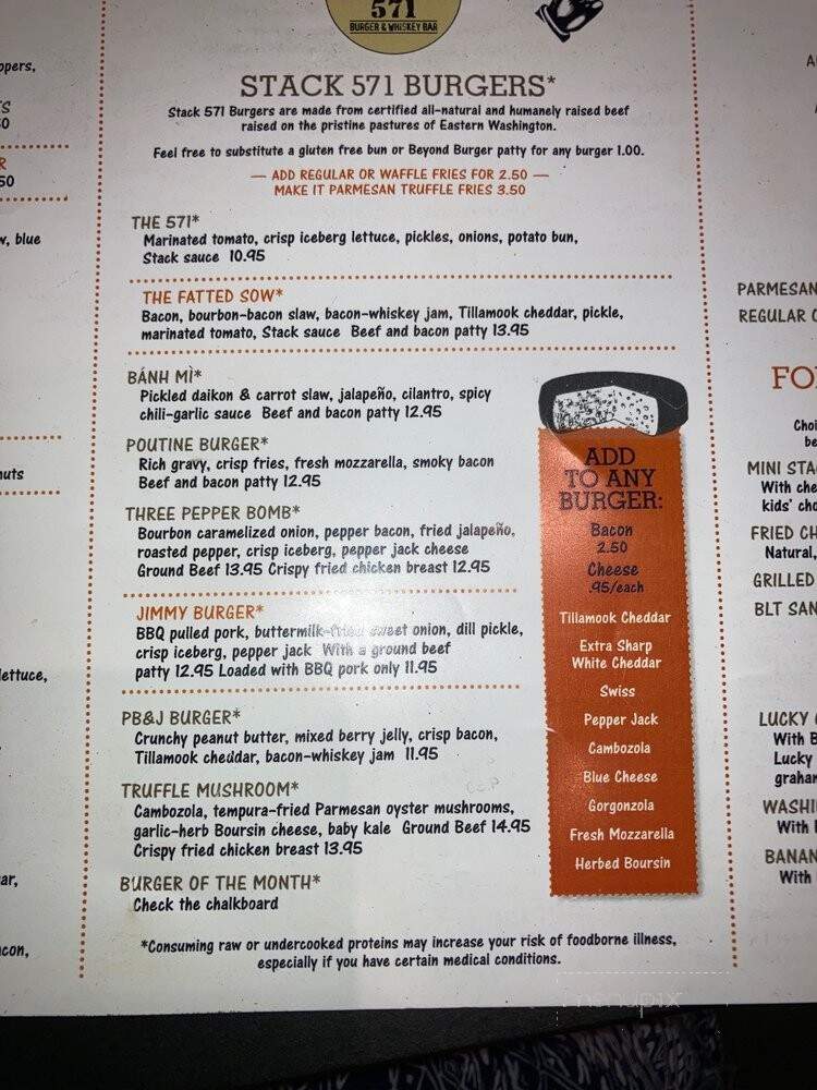 Stack 571 Burger and Whiskey Bar - Vancouver, WA menu_pic