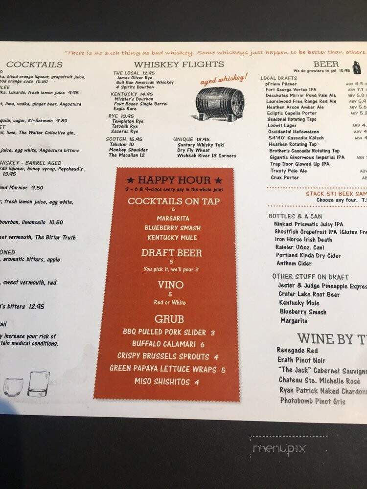 Stack 571 Burger and Whiskey Bar - Vancouver, WA menu_pic