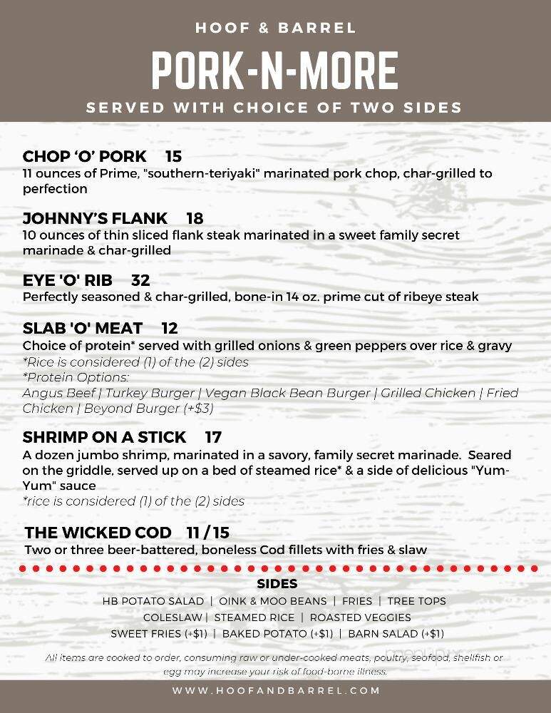 Hoof & Barrel - York, SC menu_pic
