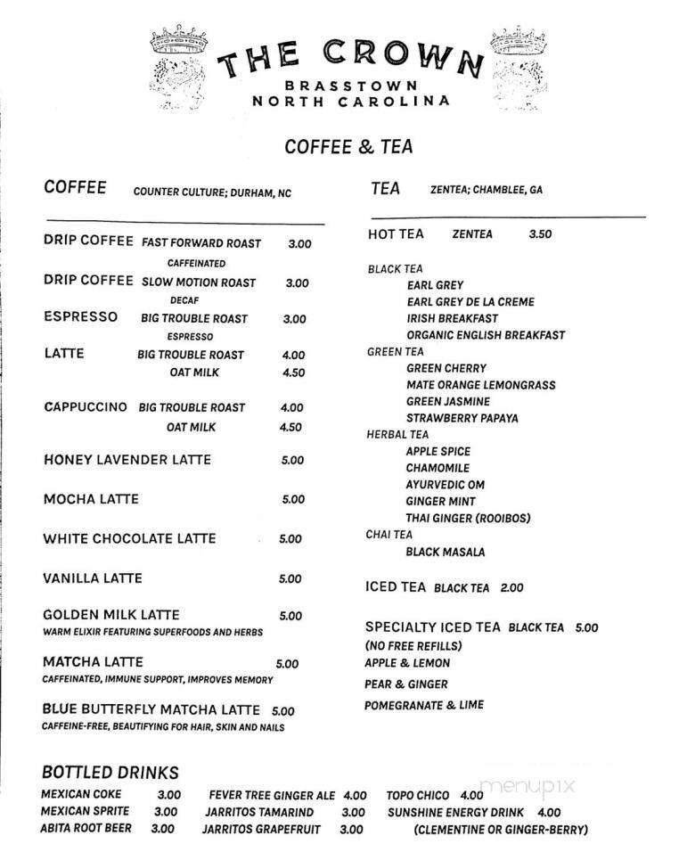 The Crown - Brasstown, NC menu_pic