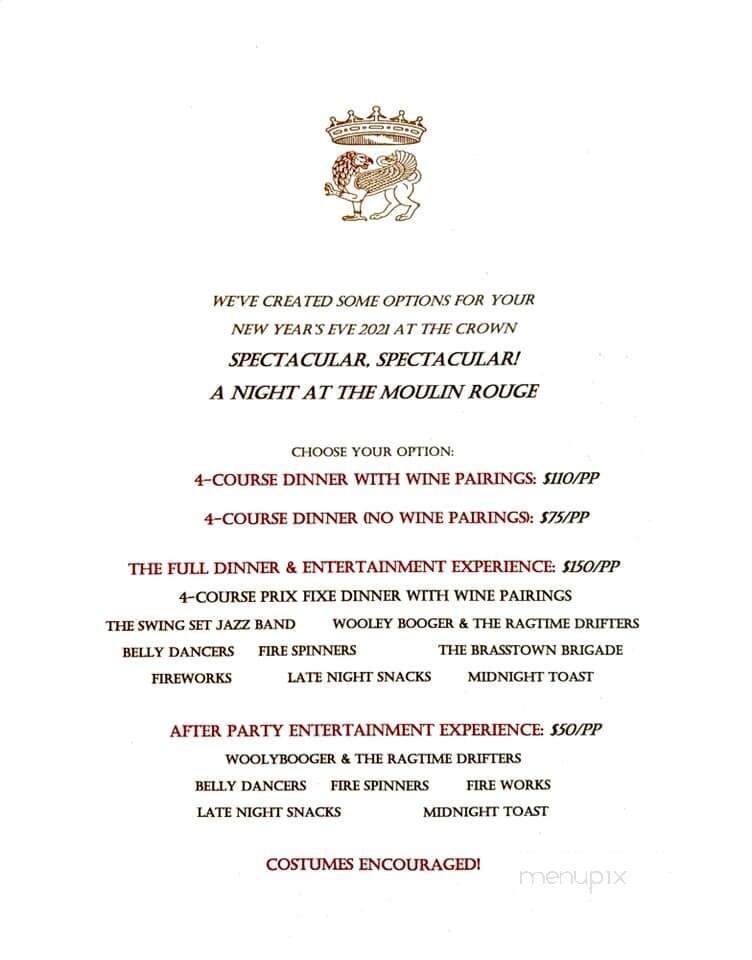 The Crown - Brasstown, NC menu_pic