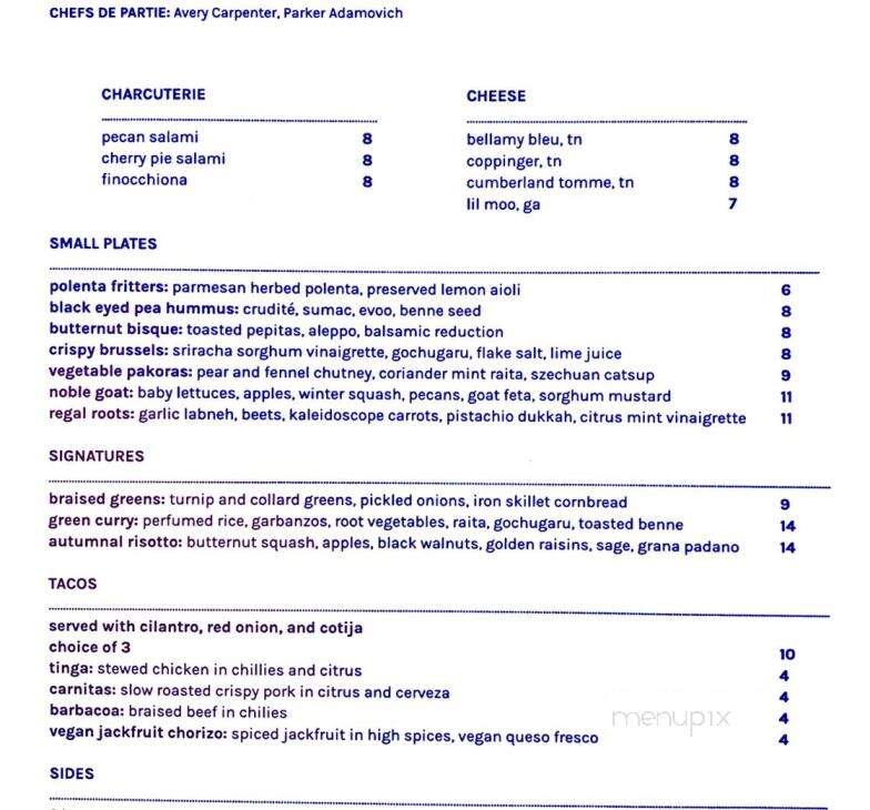 The Crown - Brasstown, NC menu_pic