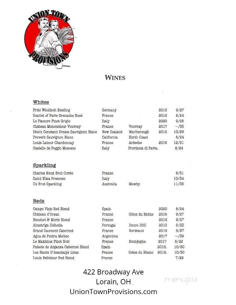 Union Town Provisions - Lorain, OH menu_pic