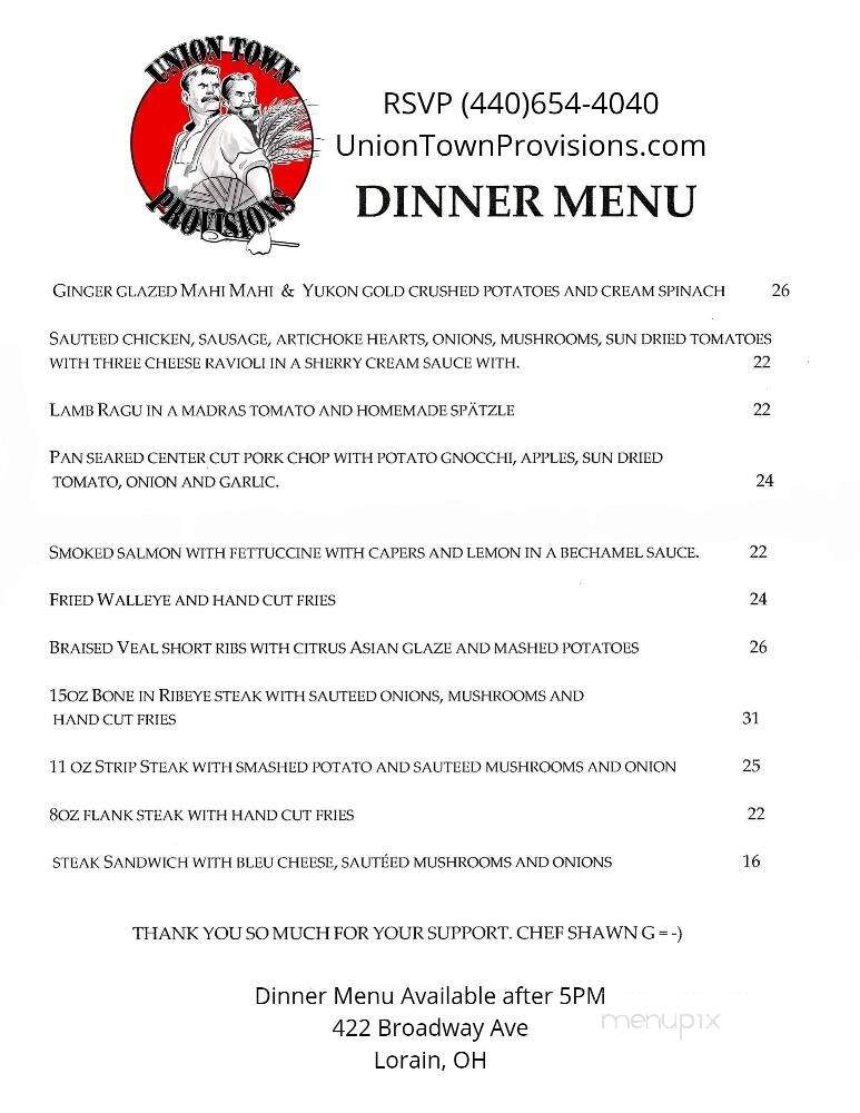 Union Town Provisions - Lorain, OH menu_pic
