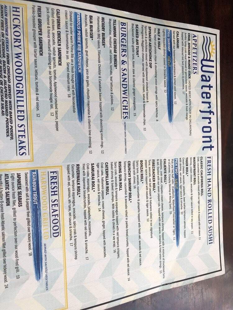 Waterfront Grill - Jenks, OK menu_pic