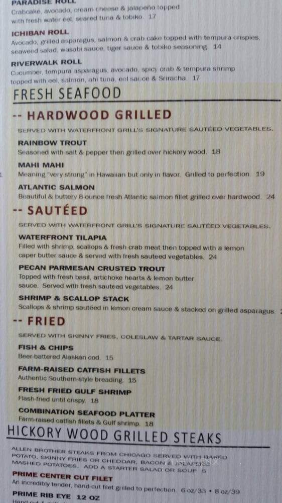 Waterfront Grill - Jenks, OK menu_pic