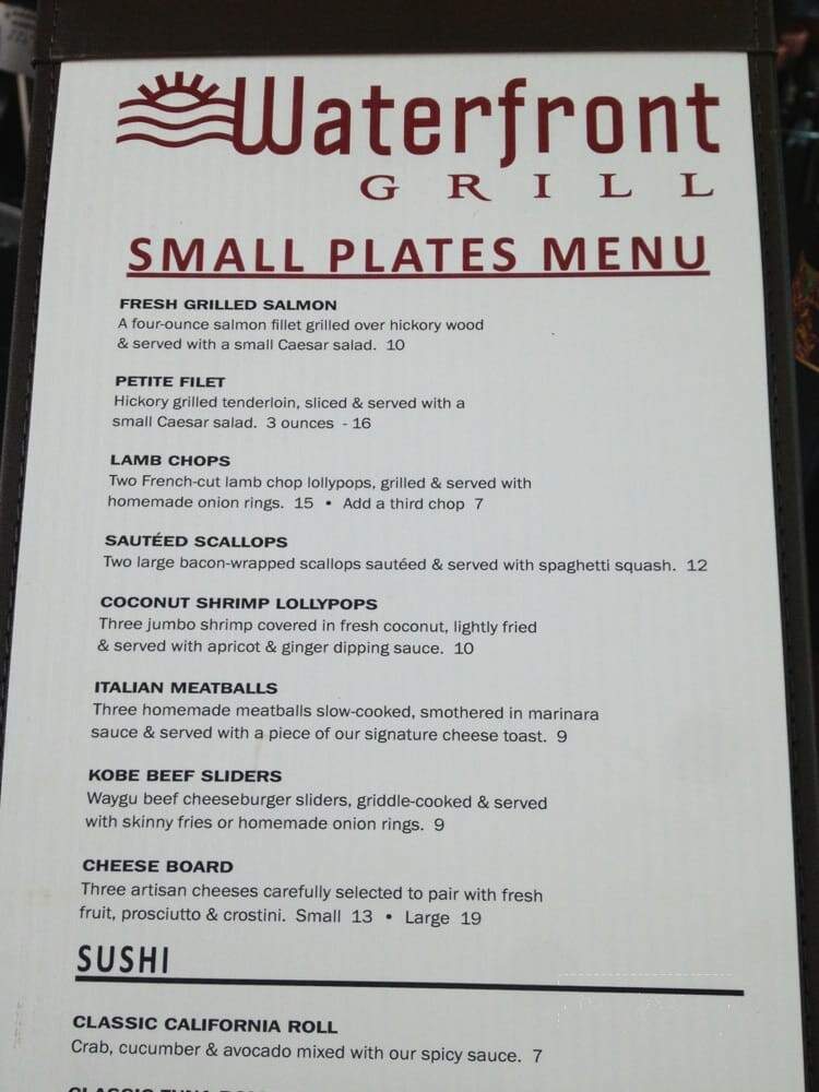 Waterfront Grill - Jenks, OK menu_pic