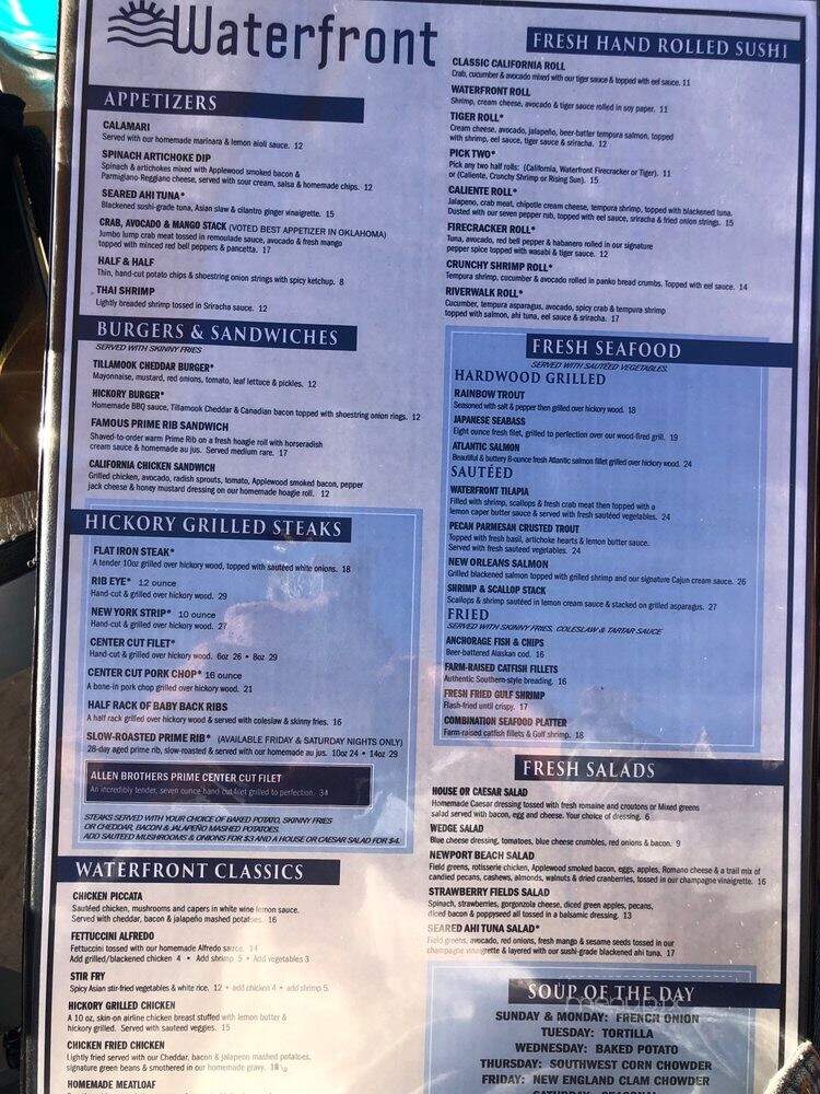 Waterfront Grill - Jenks, OK menu_pic