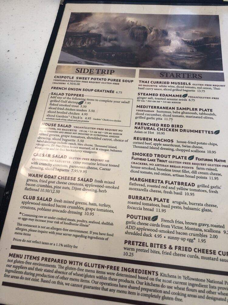 Mammoth Hotel Dining Room - Yellowstone National Park, WY menu_pic