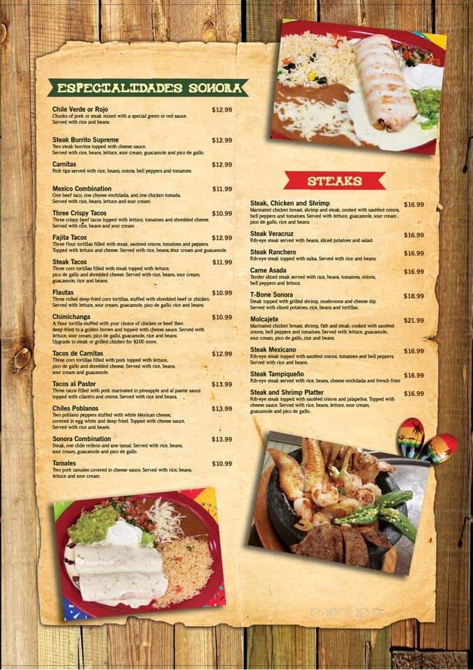 Sonora Mexican Restaurant - Litchfield, MN menu_pic