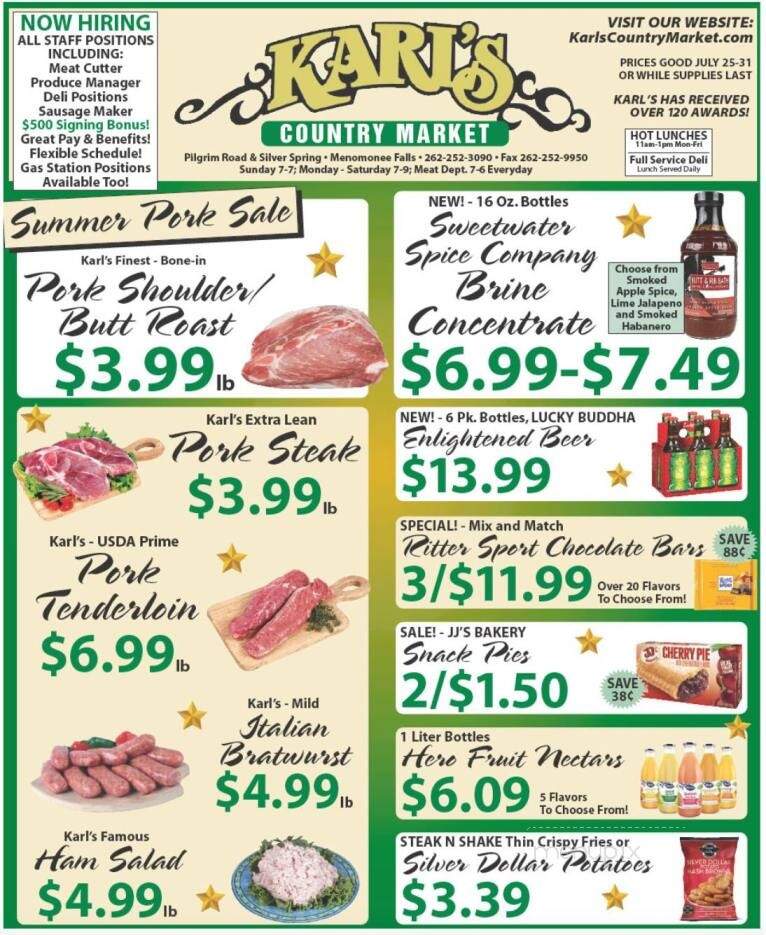 Karl's Country Market - Menomonee Falls, WI menu_pic