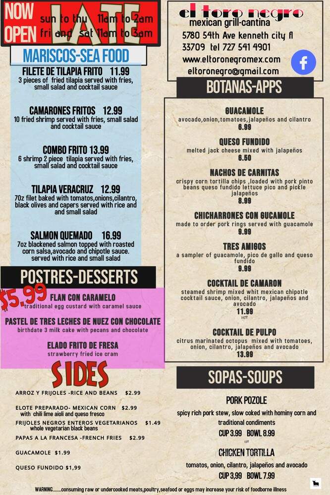 El Toro Negro - Kenneth City, FL menu_pic