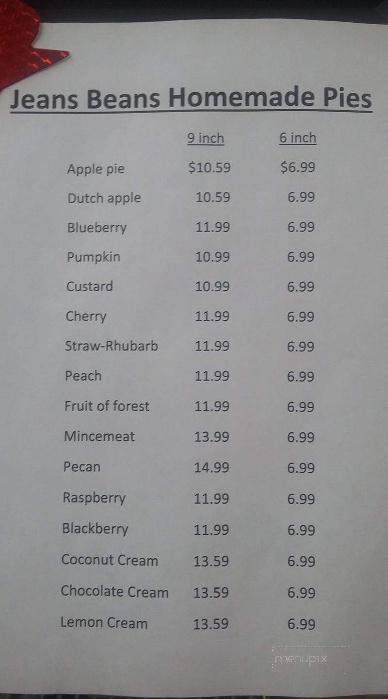 Jean's Beans - Watertown, NY menu_pic