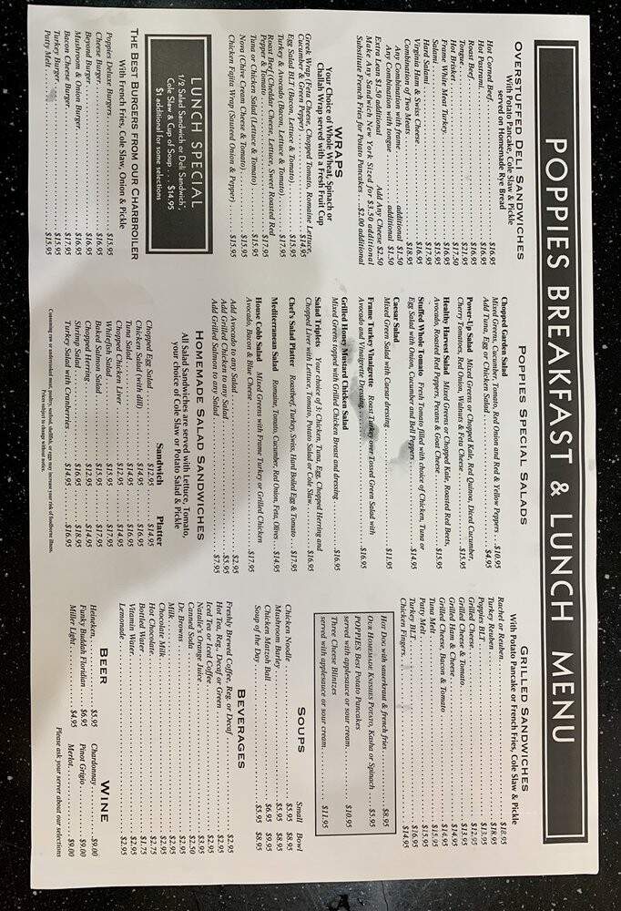 Poppies Restaurant & Deli - Delray Beach, FL menu_pic