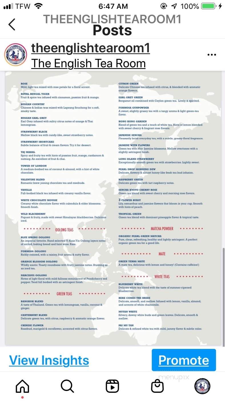 English Tea Room - Covington, LA menu_pic