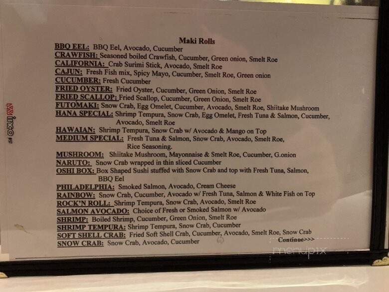 Cafe Zen - Gretna, LA menu_pic