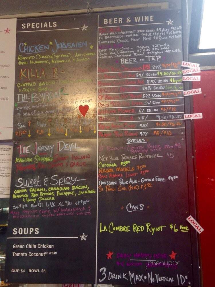 Backroad Pizza - Santa Fe, NM menu_pic
