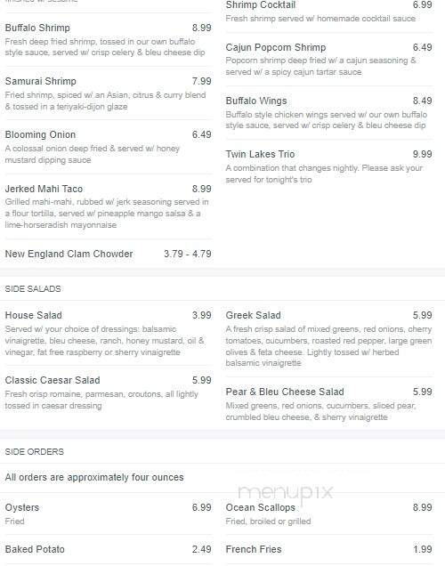 Twin Lakes Seafood Restaurant - Sunset Beach, NC menu_pic