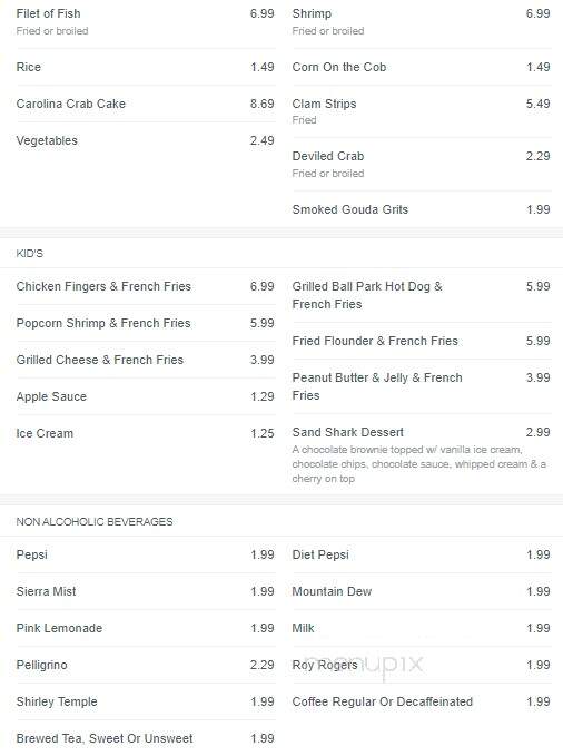 Twin Lakes Seafood Restaurant - Sunset Beach, NC menu_pic