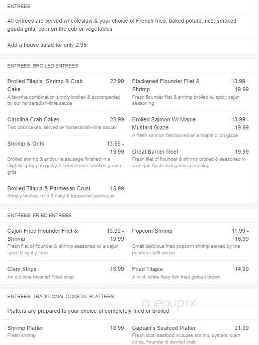 Twin Lakes Seafood Restaurant - Sunset Beach, NC menu_pic