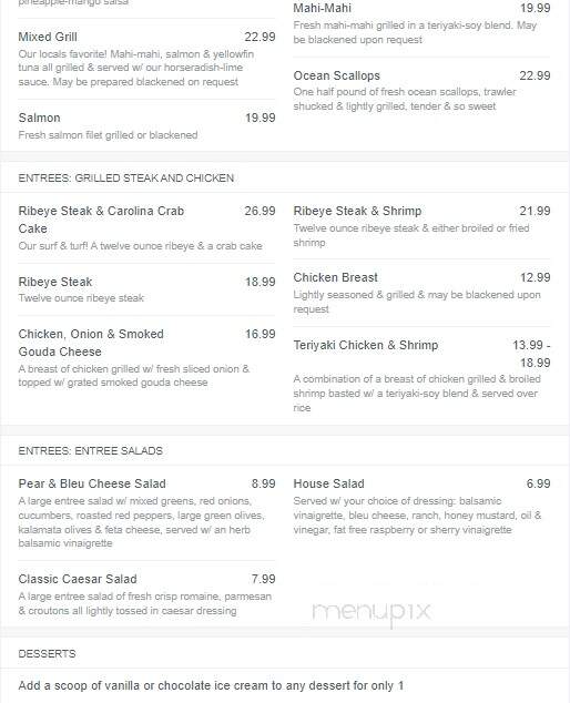 Twin Lakes Seafood Restaurant - Sunset Beach, NC menu_pic