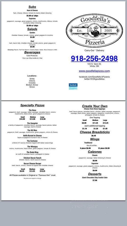 Goodfellas Pizzeria - Vinita, OK menu_pic
