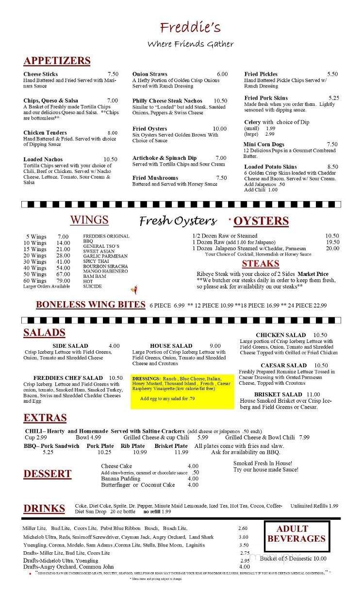Freddies Deli & Oyster Bar - Manchester, TN menu_pic