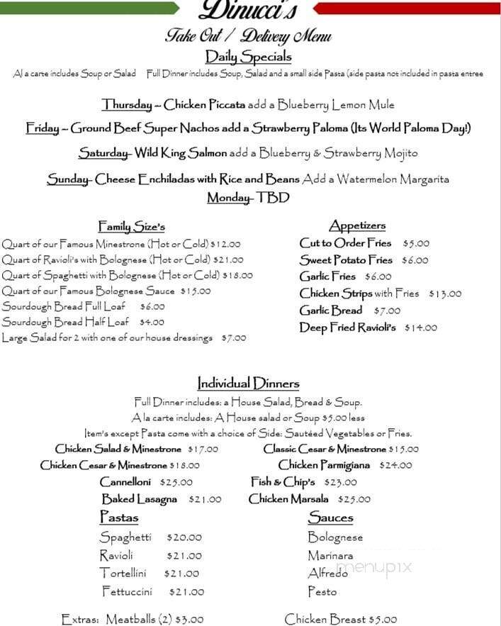Dinucci's Italian Dinners - Valley Ford, CA menu_pic