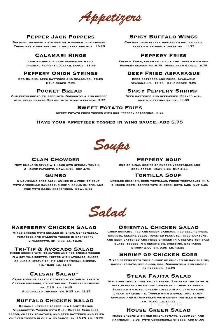 Peppery Bar & Brill - Sonora, CA menu_pic