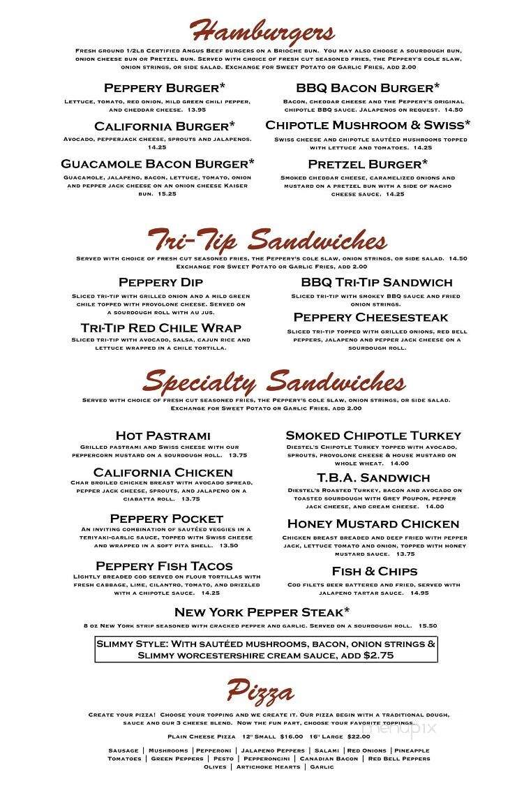 Peppery Bar & Brill - Sonora, CA menu_pic