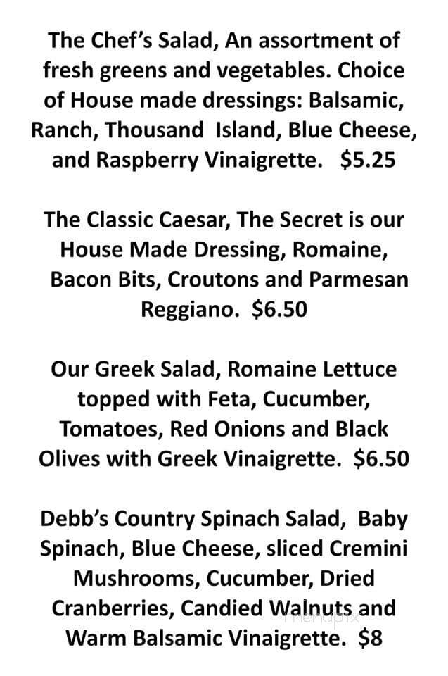 Debb's Cuisine On Queen - Dunnville, ON menu_pic
