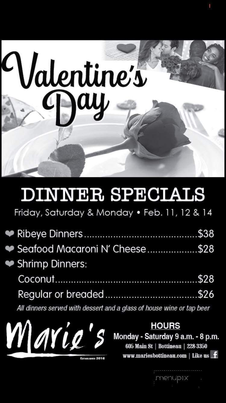 Marie's - Bottineau, ND menu_pic