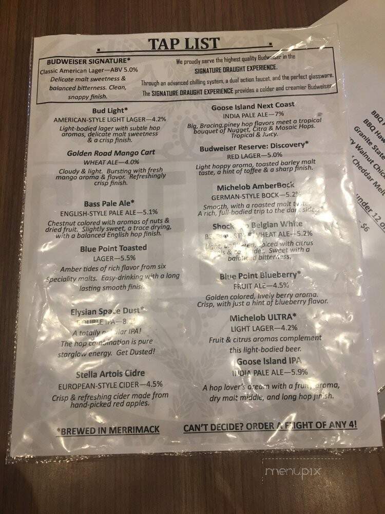 The Biergarten at Anheuser-Busch - Merrimack, NH menu_pic
