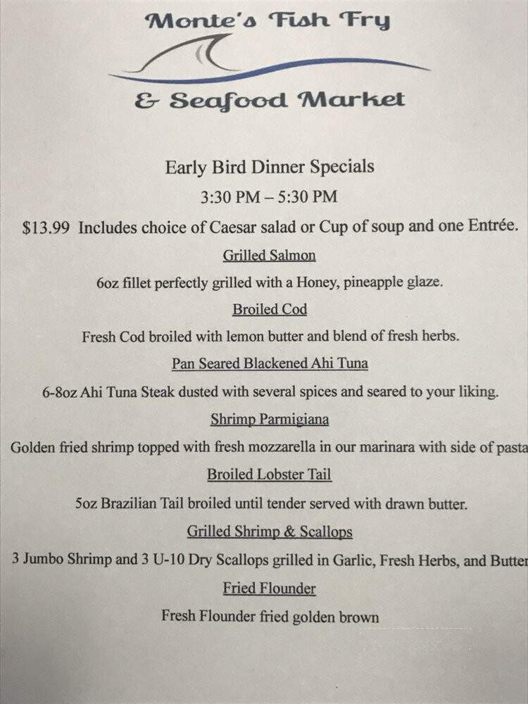 Monte's Fish Fry - Toms River, NJ menu_pic