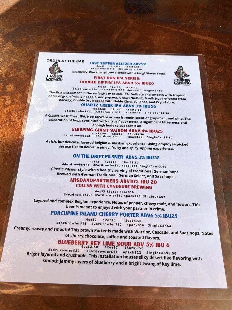 Cooper Landing Brewing Company - Cooper Landing, AK menu_pic